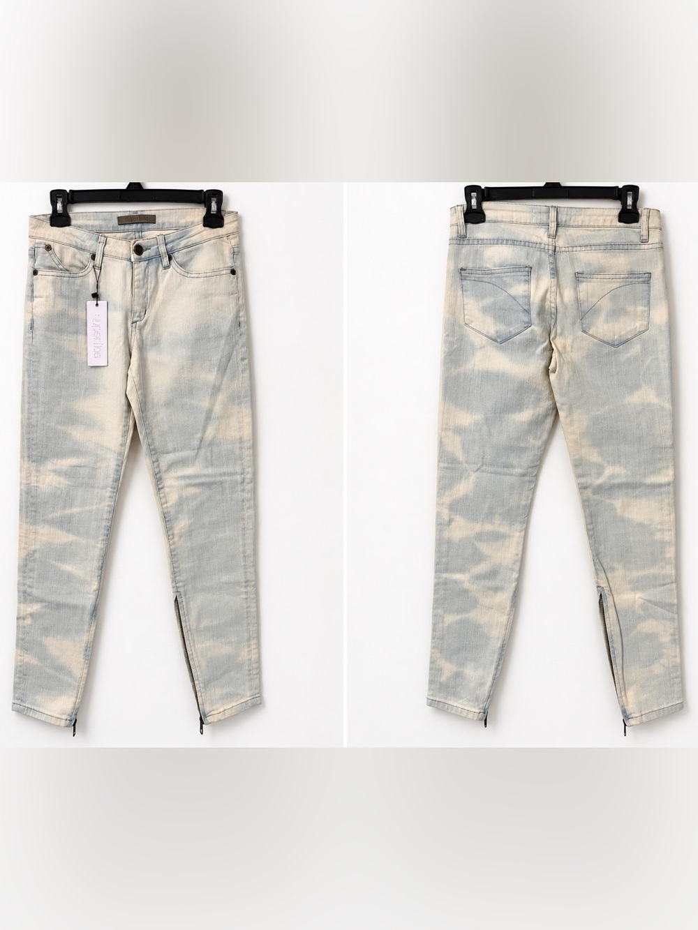 SUPERFINE Light Blue and Cream Tie-Dye Skinny Jeans
